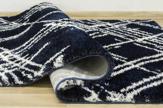 Dywan Boho 668 navy blue/cream Granatowy Romby Kreski