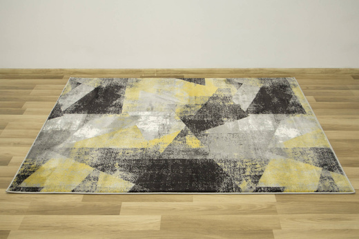 Dywan Victoria B885A grey/yellow Trójkąty Żółty Szary Przecierany