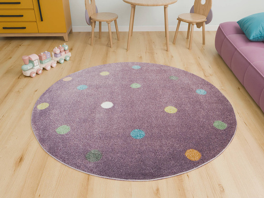 Okrągły Dywan Lima C275A lila/rose Fiolet Kropki