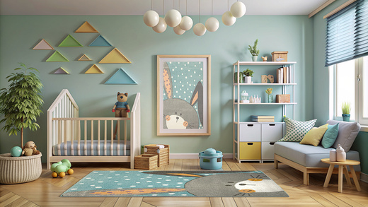 Dywan Dziecięcy Lima 1316C blue/l.grey Szary Niebieski Króliczek