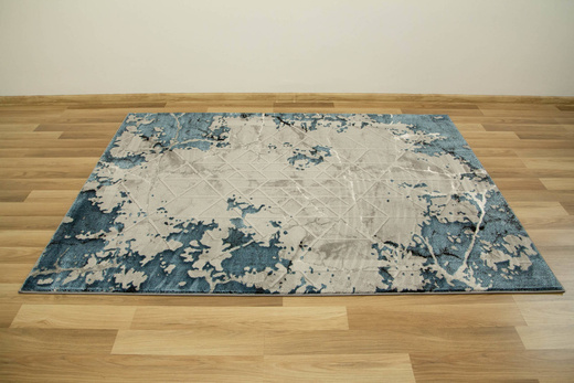 Lśniący Dywan Allora Plus B919A l.grey/blue Marmur Trójkąty Szary Turkus