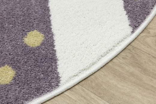 Okrągły Dywan Lima M044A cream/lila Fiolet Krem Zloty Paski