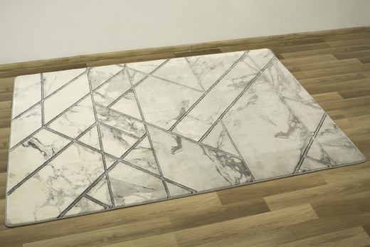 Dywan Diamond K4441S Geometryczny srebrne kreski marmur