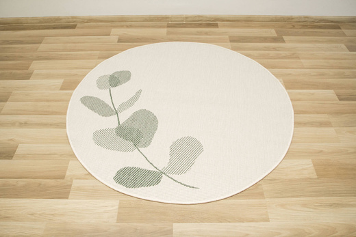 Okrągły Dwustronny Dywan Sznurkowy Brussels 205632/10520 green Zieleń Krem Listki Outdoor