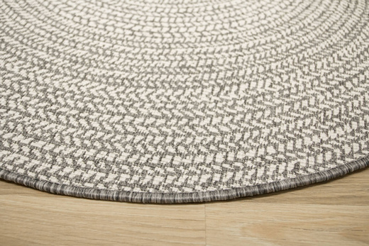 Okrągły Dwustronny Dywan Sznurkowy Brussels 205580/10010 silver Szary Krem Okręgi Outdoor