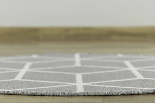 Antypoślizgowy Okrągły Dywan Cubes Jasny Szary 19