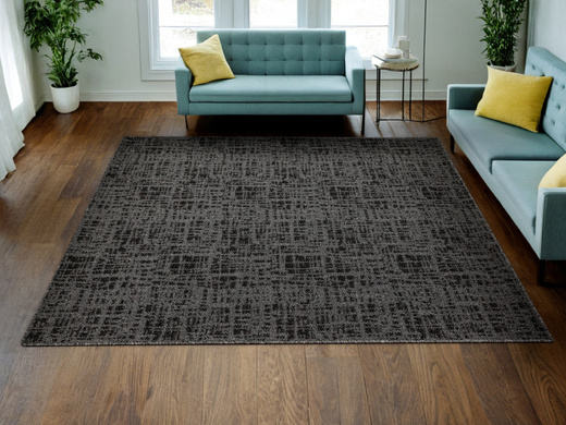 Dywan Pętelkowy Traffic 75 Czerń Grafit Kratka Melanż