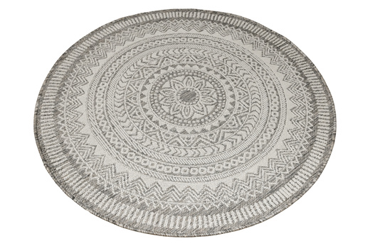 Okrągły Dywan Sznurkowy Jeans 19347/P91 Koło Beż Grafit Rozeta