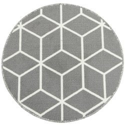 Antypoślizgowy Okrągły Dywan Cubes Jasny Szary 19