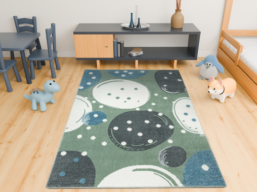 Dywan Dziecięcy Lima M040A green/cream Zielony Kremowy Kamyki Kropeczki