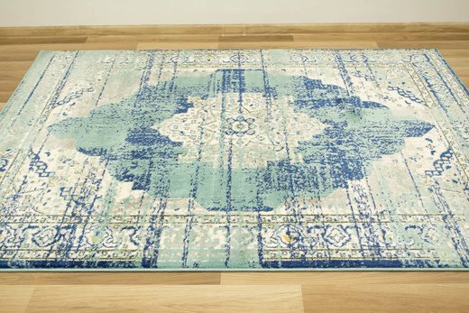 Dywan Victoria 7560A blue/d.blue Ornament Turkus Krem