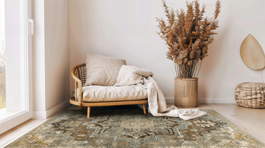 Wełniany Dywan Dywilan Omega Abbas Koniak Ornament