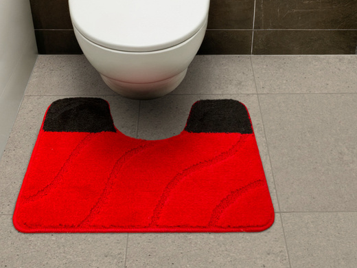 Komplet 2-częściowy Łazienkowy Fiori Red Czerwony Czarny Pasy Fale