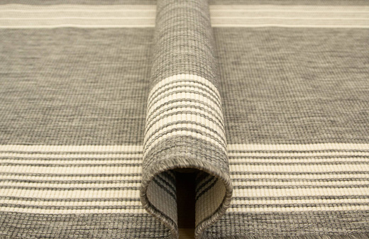 Dwustronny Sznurkowy Chodnik Brussels 205072 Szary Krem Paski szerokość 120 cm