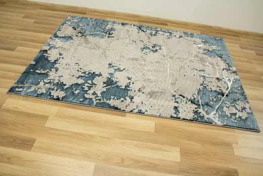 Lśniący Dywan Allora Plus B919A l.grey/blue Marmur Trójkąty Szary Turkus
