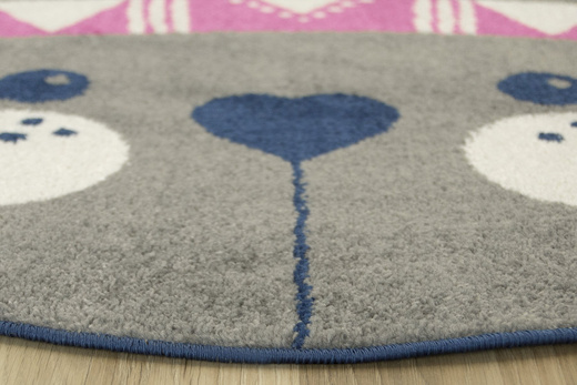 Okrągły Dywan EMILY KIDS 5857A d.gri/d.blue Misio Indianin Szary Róż Granat