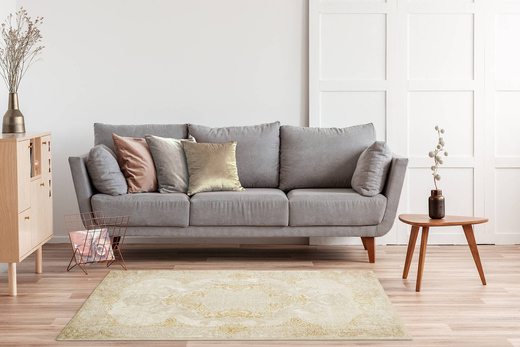 Lśniący Dywan Allora Plus 9435A cream/cream Ornament Krem Beż Złoty