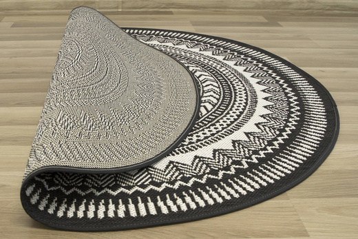 Okrągły Dywan Sznurkowy Split 48695/690 Antracyt Beż Rozeta