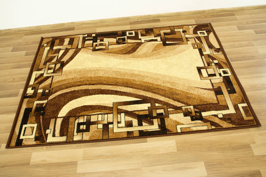 Dywan GOLD 355/12 Fale Geometria Brąz Beż