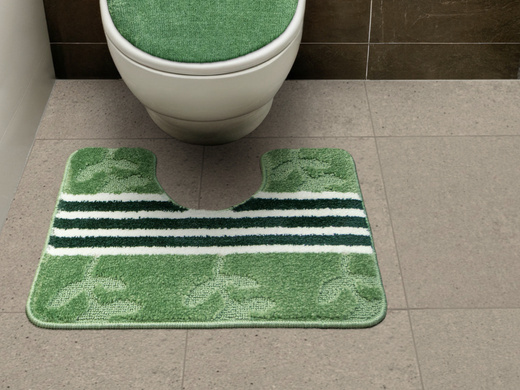 Komplet 3-częściowy Łazienkowy Natel Green Zielony Listki Paski