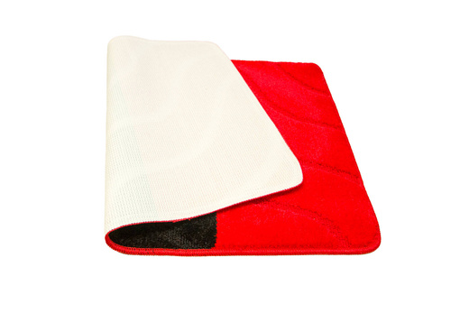 Komplet 2-częściowy Łazienkowy Fiori Red Czerwony Czarny Pasy Fale