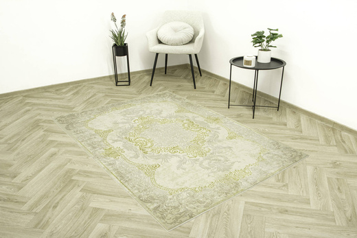 Lśniący Dywan Allora Plus 9435A cream/cream Ornament Krem Beż Złoty