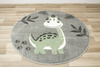 Okrągły Dywan Lima C880B l.grey/green Dinozaur Szary Oliwka