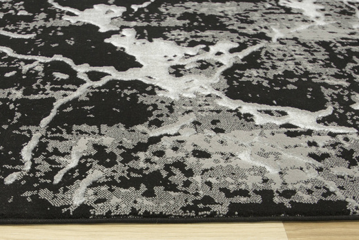 Lśniący Dywan Allora Plus 8060A black/grey Czarny Srebrny Marmur Beton