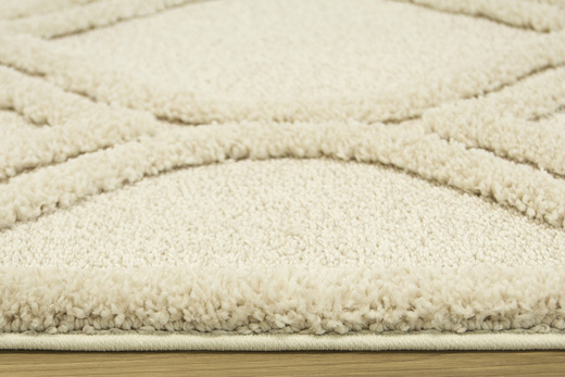 Dywan Berber 7063 Ivory Kość Słoniowa Romby 3D z frędzlami