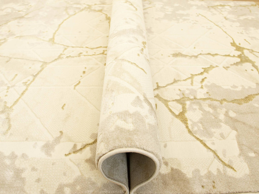 Lśniący Dywan Allora Plus B919A cream/cream Marmur Trójkąty Beż Krem Złoto