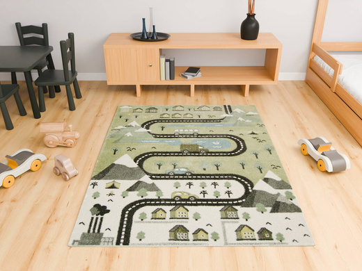 Dywan Dziecięcy Lima C266A green/cream Uliczki Góry Pastelowy Zielony Miętowy