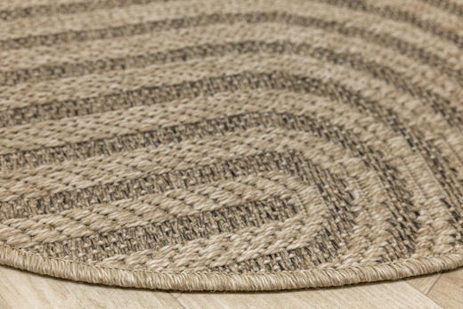 Okrągły Dywan Sznurkowy Patio 5029/178 Nature Beż Brąz Półkola Outdoor