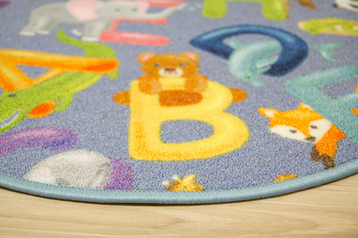 Okrągły Kolorowy Dywan Dziecięcy Alfabet 19 Grey