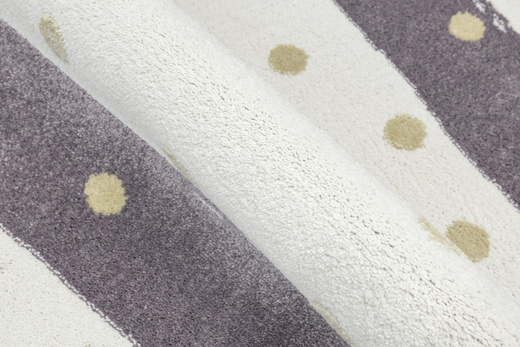Dywan Półokrągły Dziecięcy Lima M044A cream/lila Fiolet Krem Zloty Paski