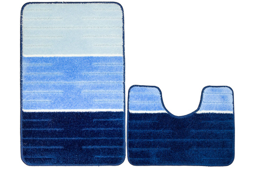 Komplet 2-częściowy Łazienkowy Como Blue Niebieski Krem Pasy