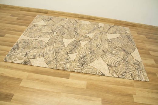 Wełniany Dywan Tempo Natural-B Feath Krem Beż Liście