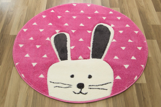 Okrągły Dywan Pastel Kids 52RVR Róż Zajączek