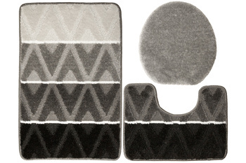 Komplet 3-częściowy Łazienkowy Palma Grey Romby Ciemny Kontur