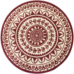 Okrągły Dywan Luna 503786/56955 Fioletowy Krem Rozeta Listki