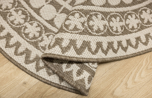 Okrągły Dwustronny Dywan Sznurkowy Brussels 205626/10610 linen Beż Krem Rozeta Outdoor