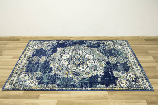 Dywan Victoria 2937D d.blue/blue Ornament Medalion Niebieski Turkus Żółty