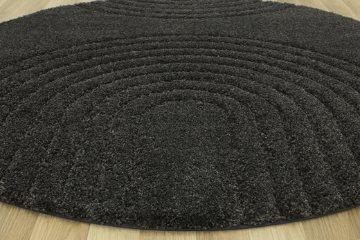 Okrągły dywan Shaggy/Sizal Akra 65242/999 Grafit Pasy
