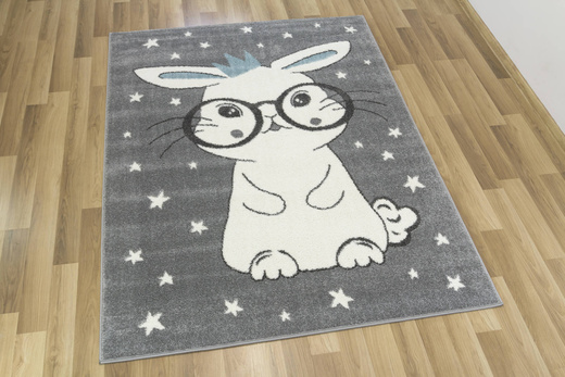 Dywan Dziecięcy Lima 9377C l.grey/blue Szary Krem Króliczek w Okularach