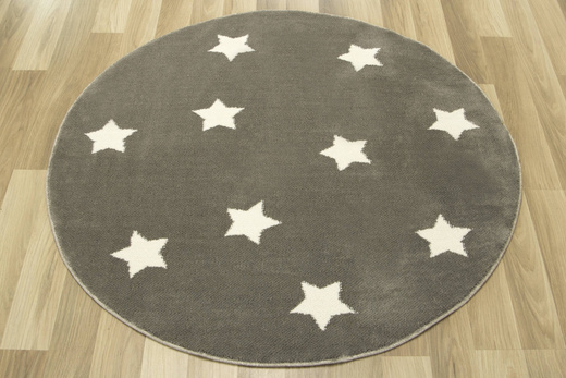 Okrągły dywan Karo 6066A white/mink 31 Szarobrązowy Krem Gwiazdki