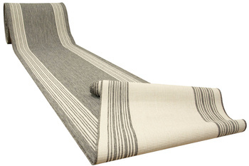 Dwustronny Sznurkowy Chodnik Brussels 205072 Szary Krem Paski szerokość 80 cm