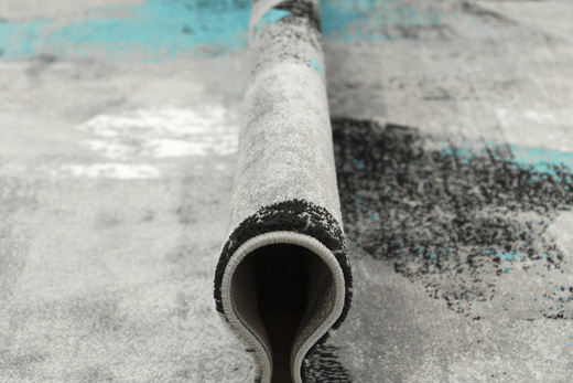 Dywan Victoria B885A d.grey/blue Trójkąty turkus Szary Przecierany