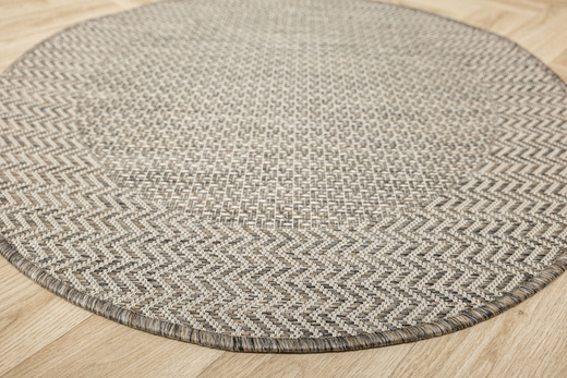 Okrągły Dywan Sznurkowy Jeans 19242/P91 Koło Beż Grafit Jodełka