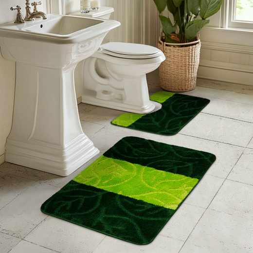 Komplet 2-częściowy Łazienkowy Milano Green Butelkowa Zieleń Listki