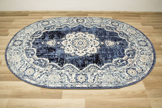 Owalny Dywan Victoria 7094A l.blue/cream owal Ornament Niebieski Krem