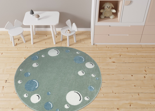 Okrągły Dywan Lima M041A green/cream Zieony Krem Banieczki